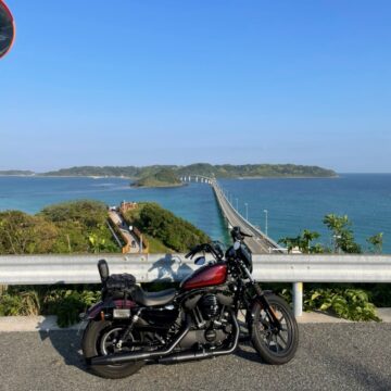 角島大橋で撮影されたハーレーXL1200nsの画像